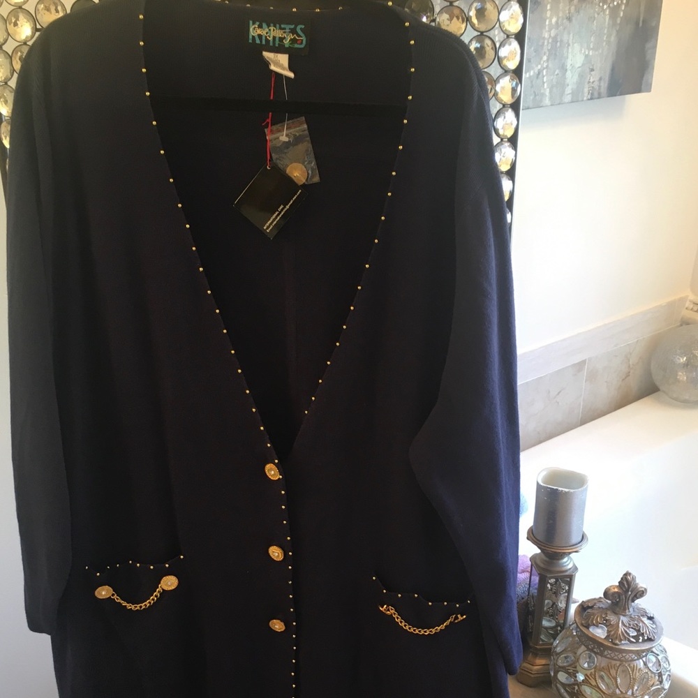 Beautiful navy blue knit duster.